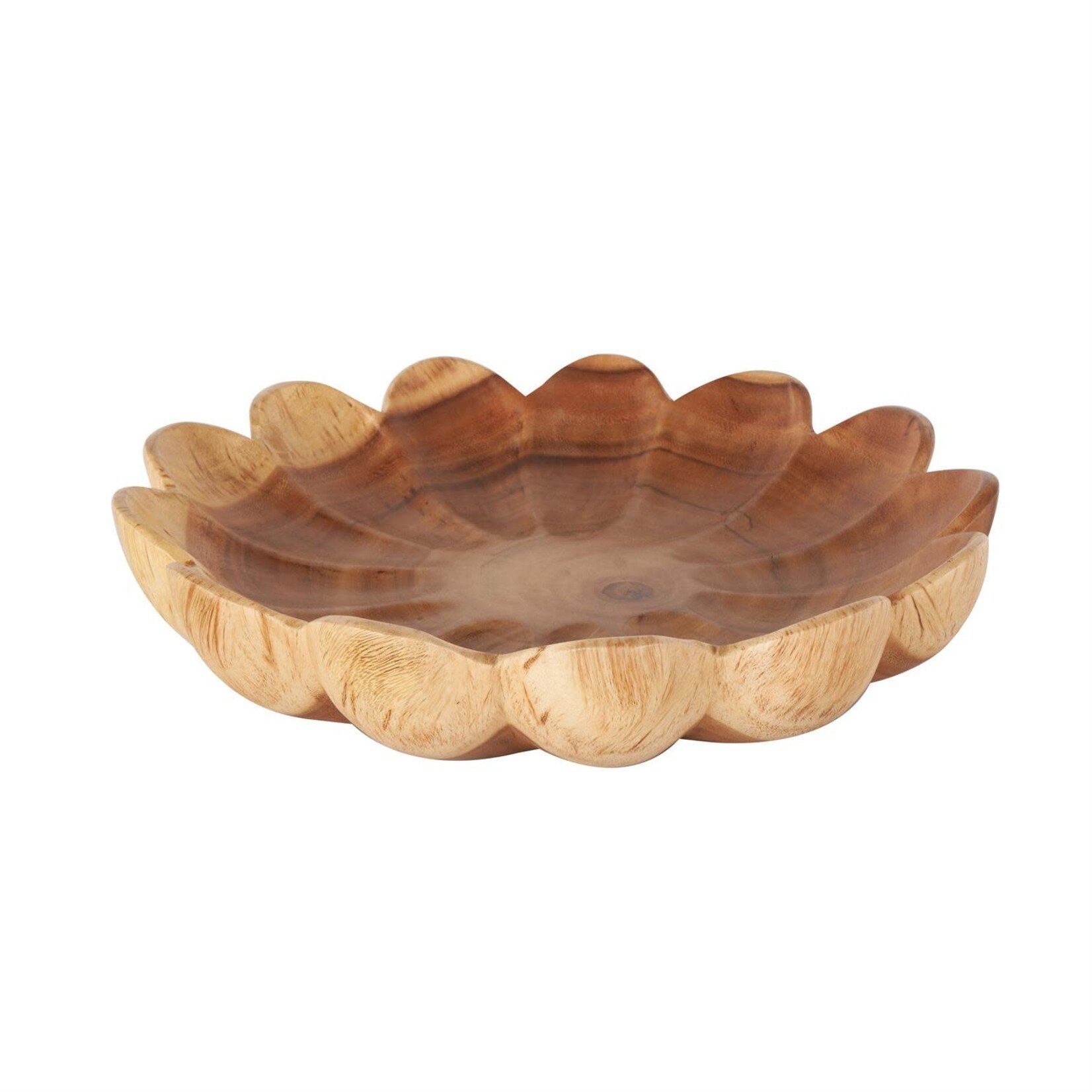 Deco Marche Brown Teak Wood Floral Bowl