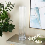 Deco Marche Clear Glass Tall Decorative Vase, 4"x 16"