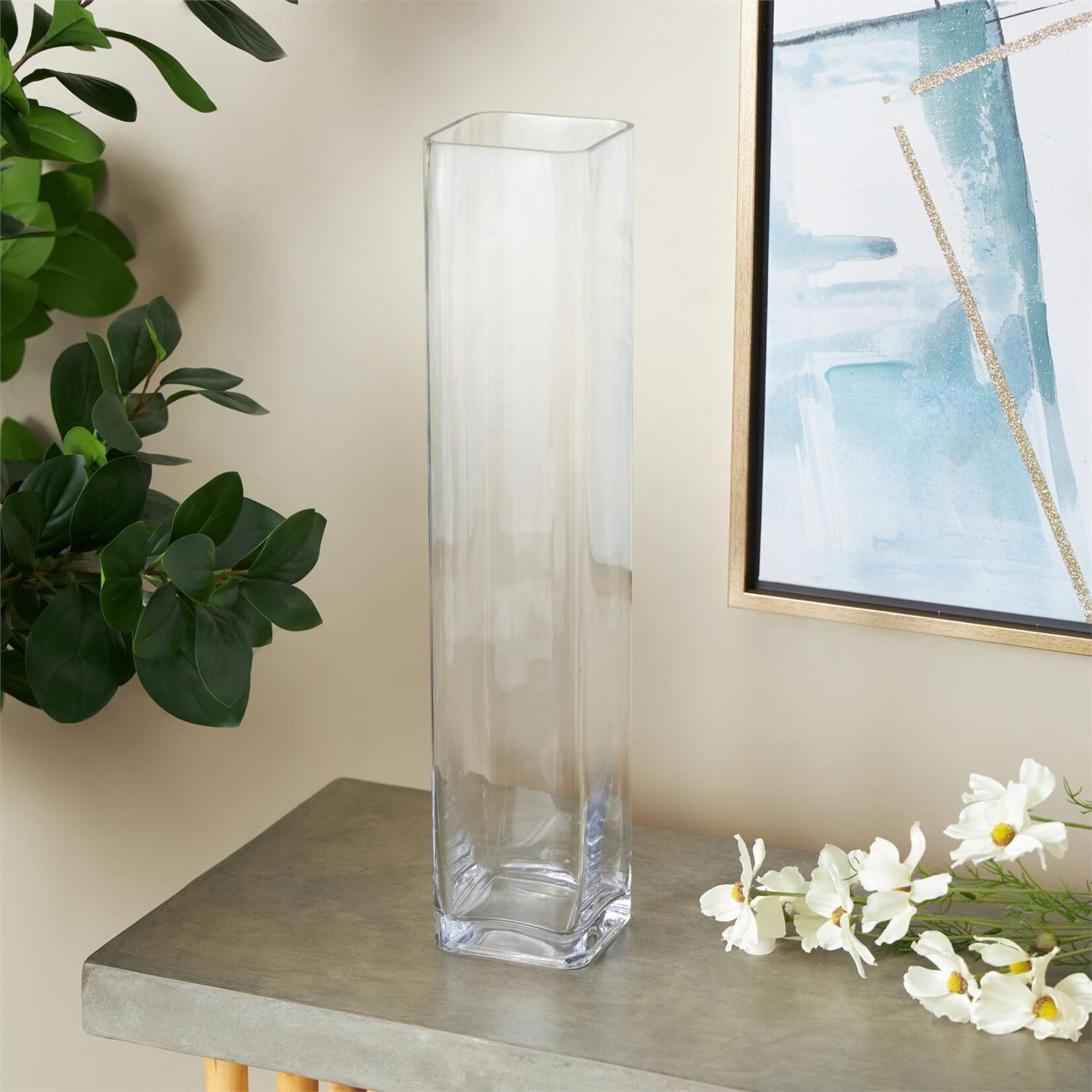 Deco Marche Clear Glass Tall Decorative Vase, 4"x 20"