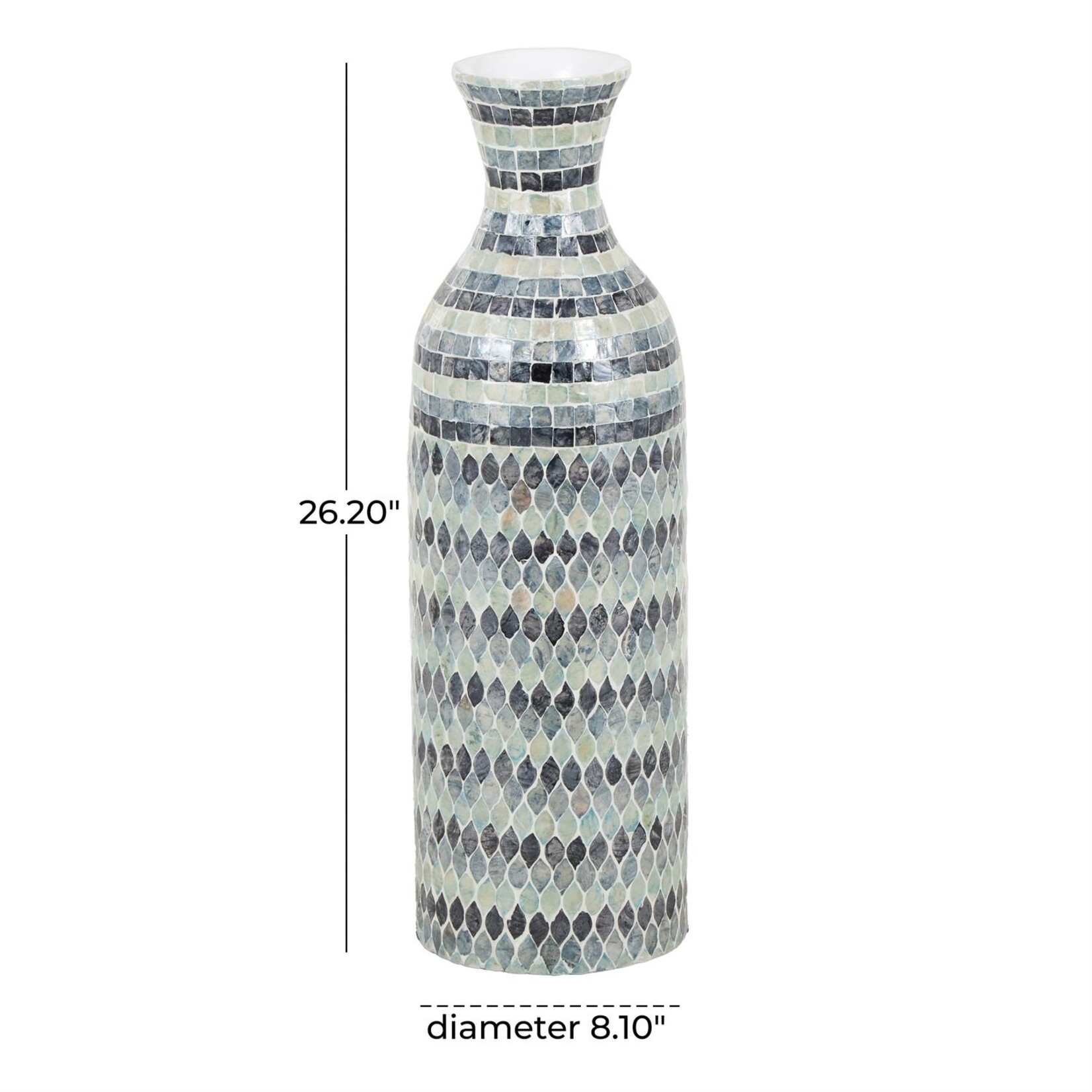 Deco Marche Blue Mother of Pearl Shell Mosaic Decorative Vase