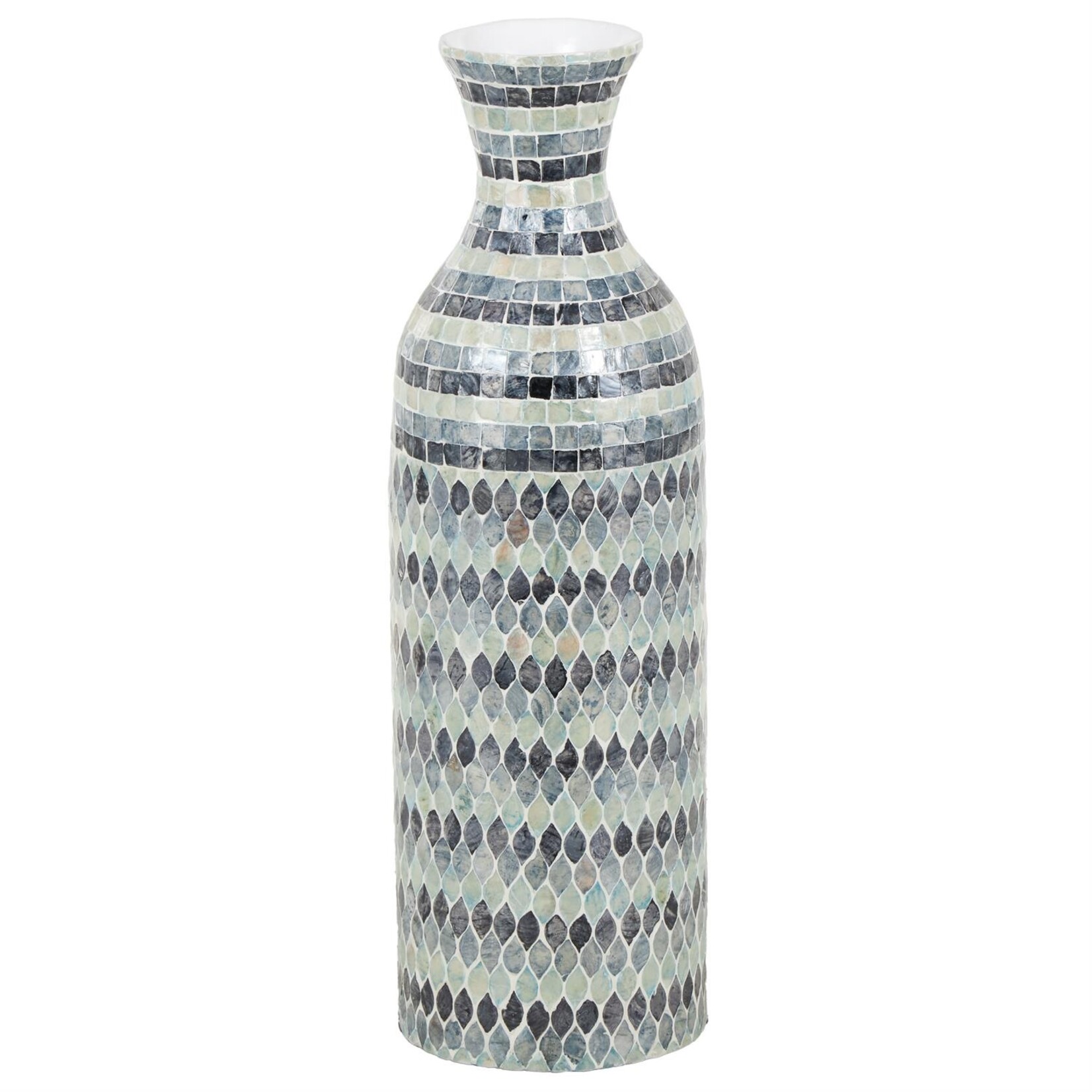 Deco Marche Blue Mother of Pearl Shell Mosaic Decorative Vase