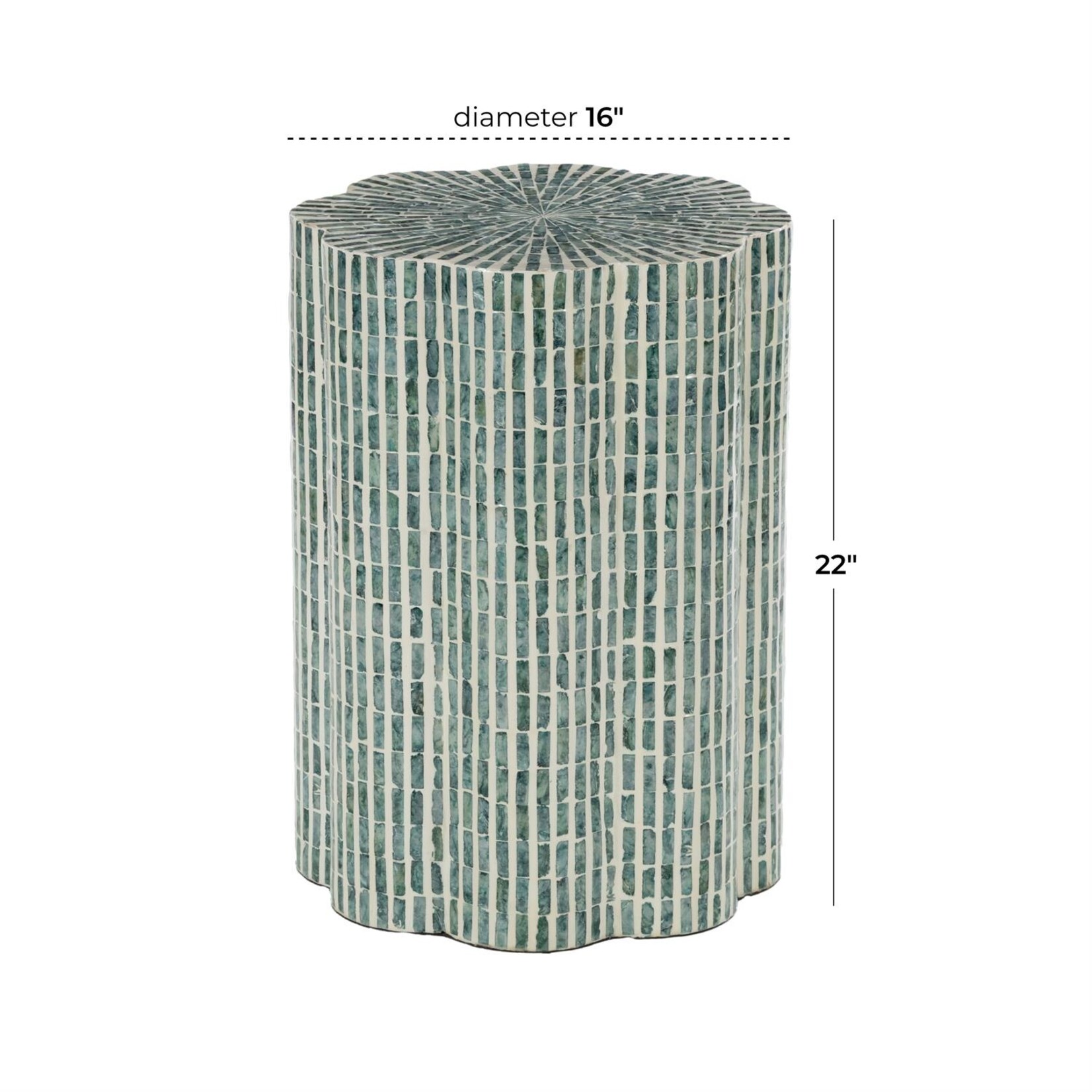 Deco Marche Heritage Blue Capiz Shell Mosaic Inlay Accent Table