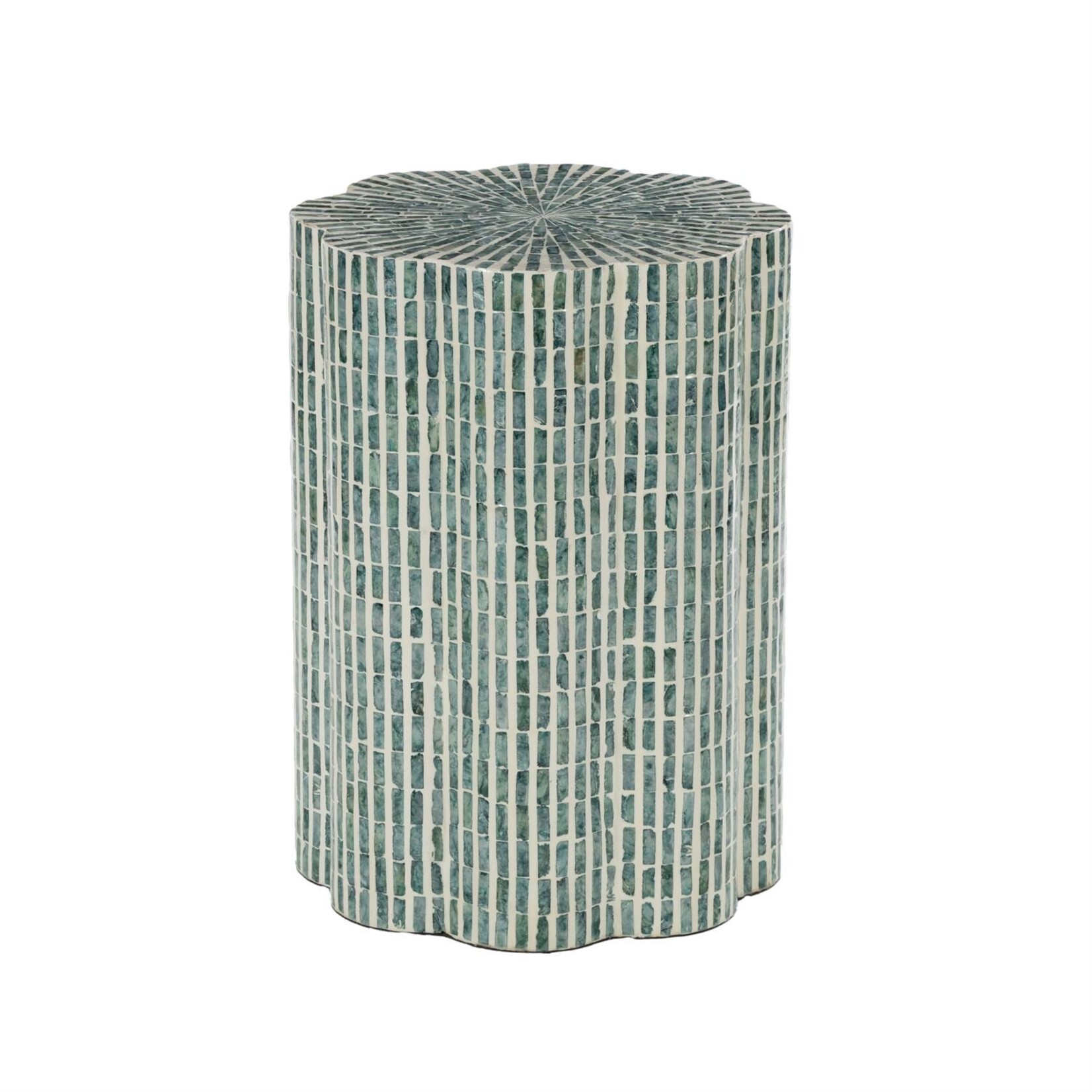 Deco Marche Heritage Blue Capiz Shell Mosaic Inlay Accent Table