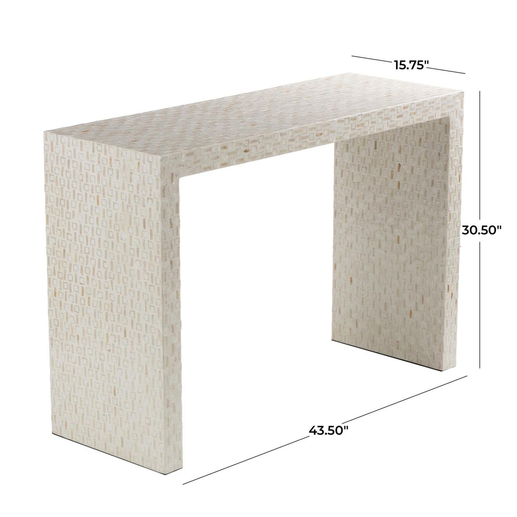 Deco Marche Heritage Cream Capiz Shell Mosaic Inlay Console Table