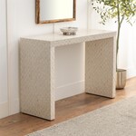 Deco Marche Heritage Cream Capiz Shell Mosaic Inlay Console Table