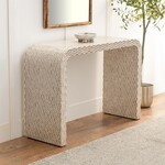 Deco Marche Heritage Cream Capiz Shell Mosaic Inlay Round Console Table