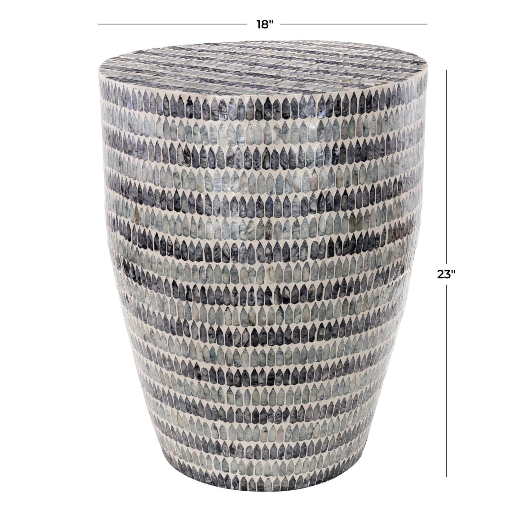 Deco Marche Blue Capiz Shell Mosaic Inlay Accent Table