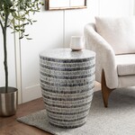 Deco Marche Blue Capiz Shell Mosaic Inlay Accent Table