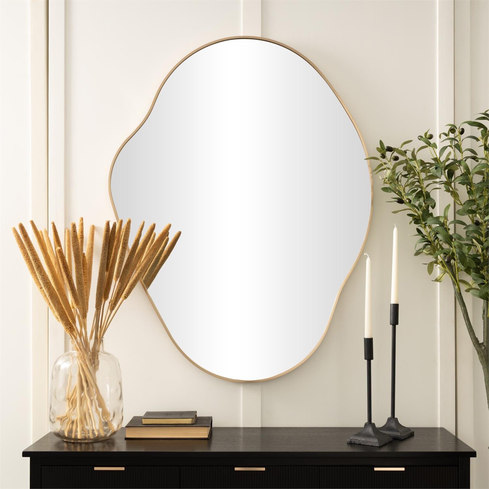 Deco Marche Gold Aluminum Metal Abstract Wavy Room Wall Mirror