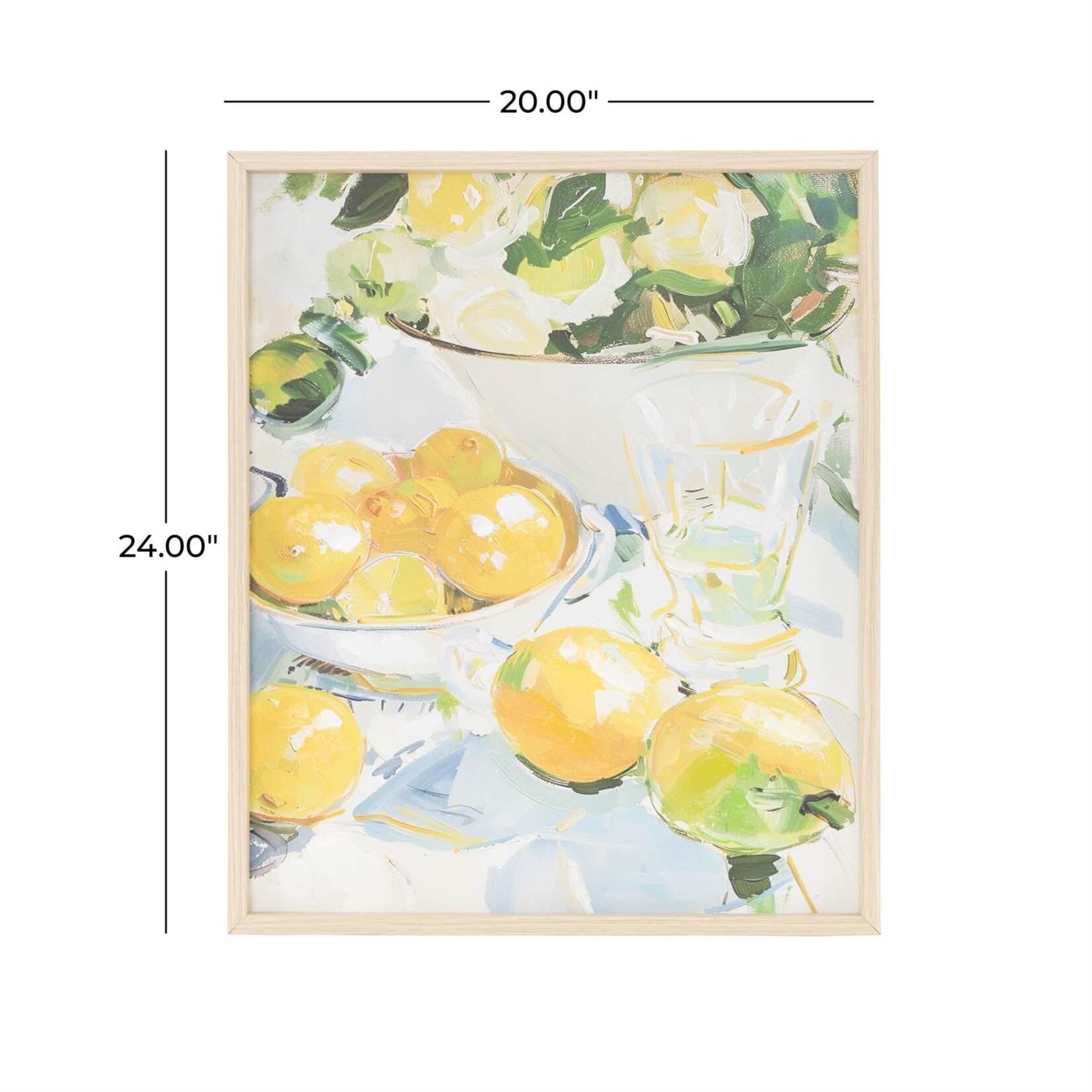 Deco Marche Yellow Canvas Fruit Lemon Framed Wall Art 24"W, 20"H