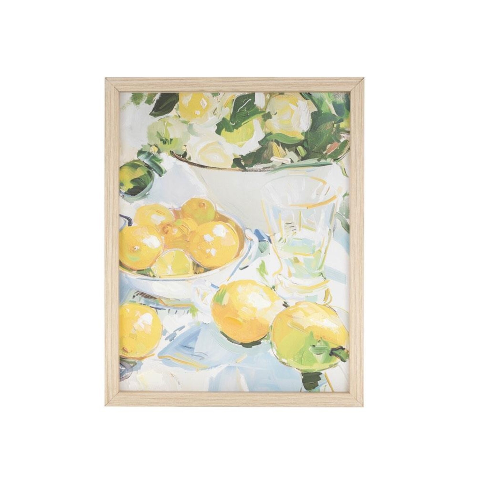 Deco Marche Yellow Canvas Fruit Lemon Framed Wall Art 14"W, 11"H