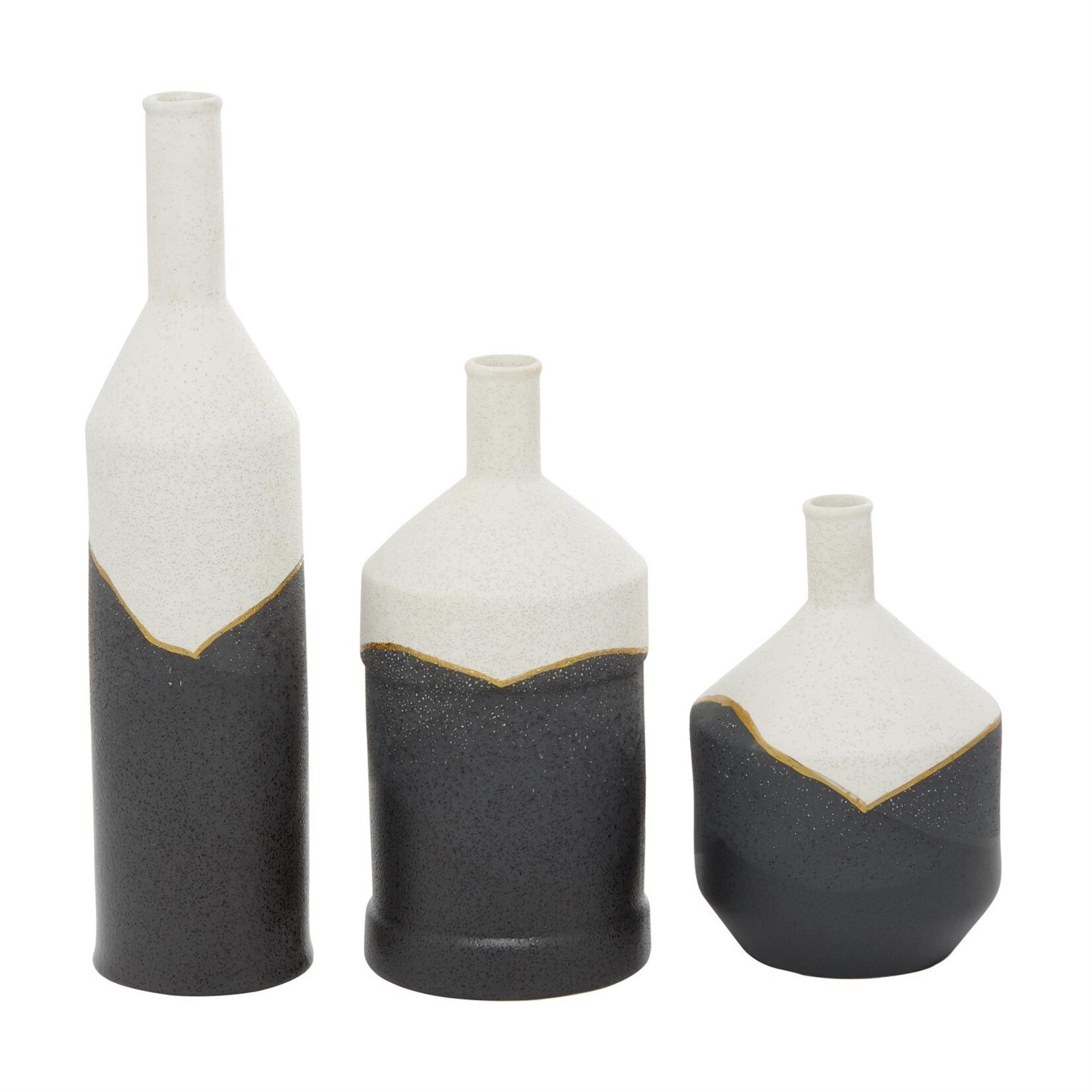 Deco Marche CosmoLiving by Cosmopolitan Black Ceramic Decorative Vase Set of 3