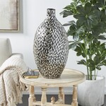 Deco Marche Black Mother of Pearl Shell Mosaic Decorative Vase, 11"x 22"