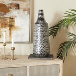 Deco Marche Black Mother of Pearl Shell Tribal Decorative Vase, 8"x 22"