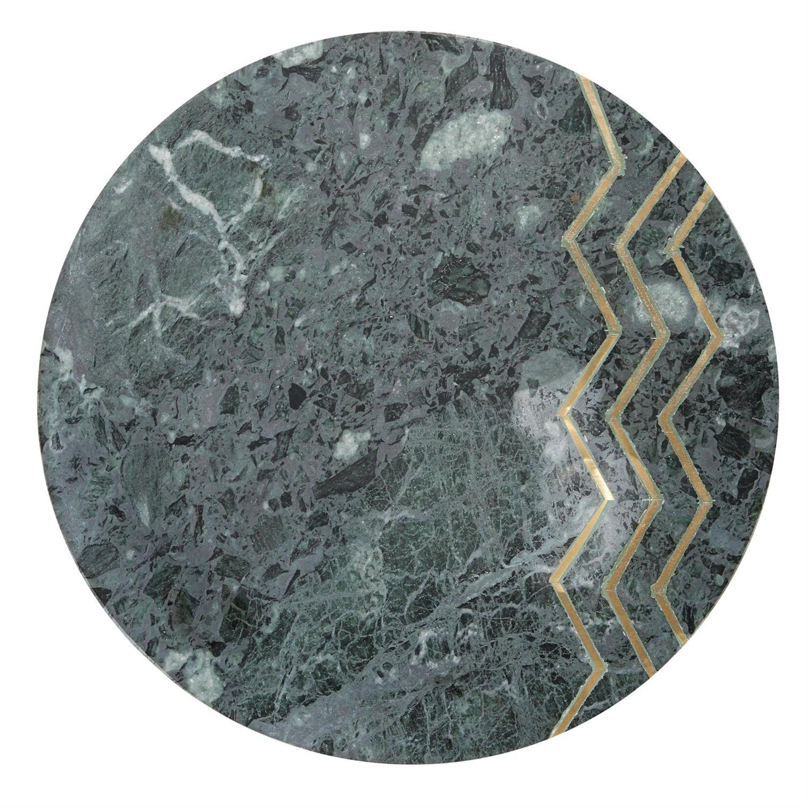 Deco Marche Green Marble Accent Table with Gold Metal Tripod Legs