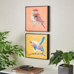 Deco Marche Colored Canvas Bird Colorful Framed Wall Art Set of 2
