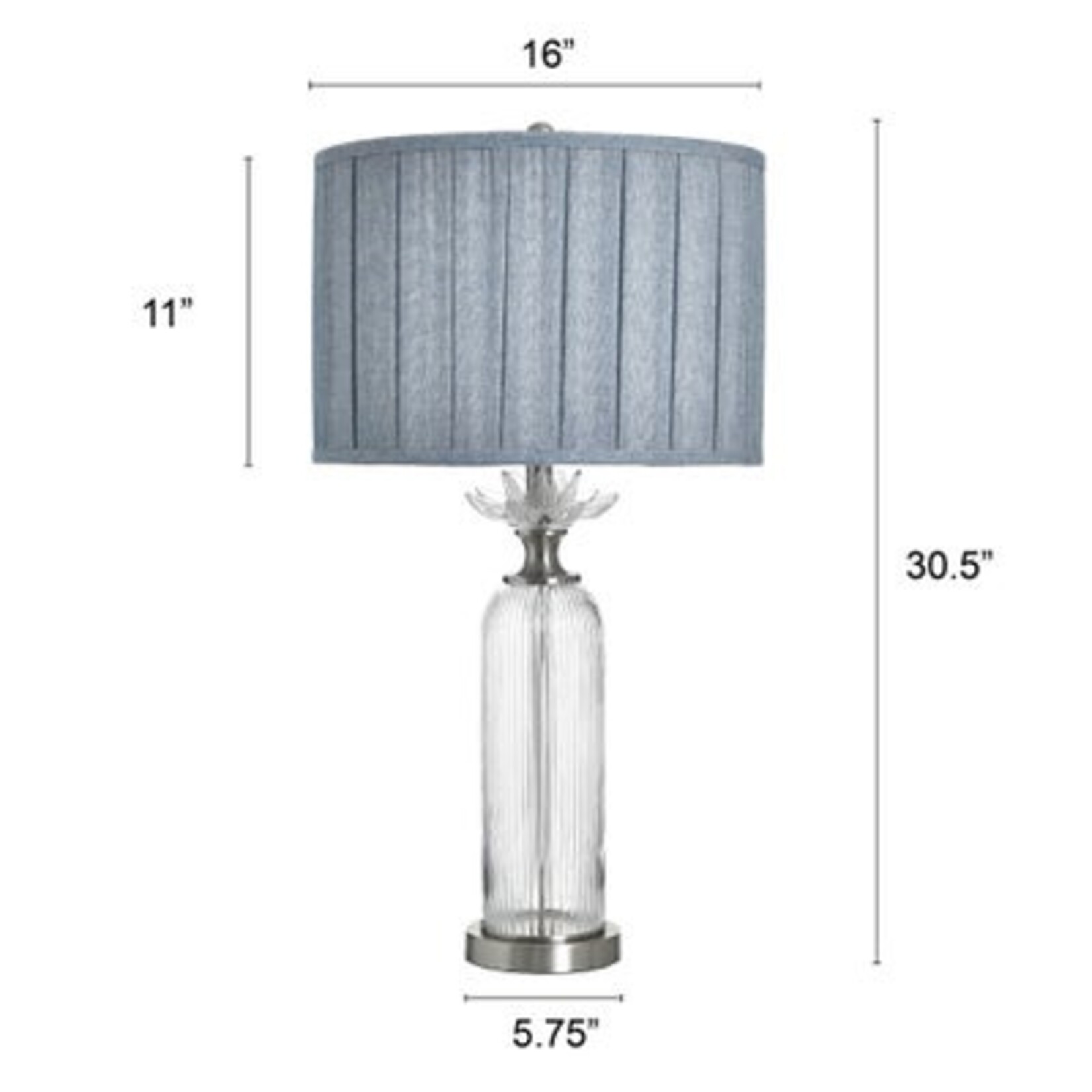 Stylecraft Clear Glass & Steel Table Lamp