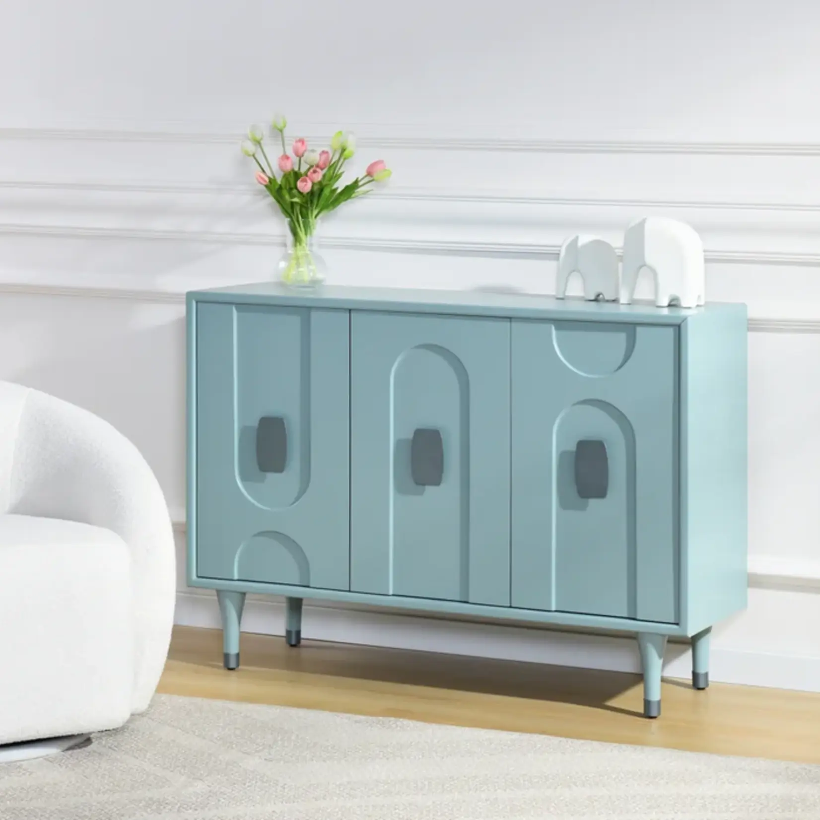 Stylecraft Robin Egg Blue 3 Door Wooden Cabinet