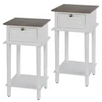 Stylecraft Wood Shutter Side Tables with One Drawer Set of 2