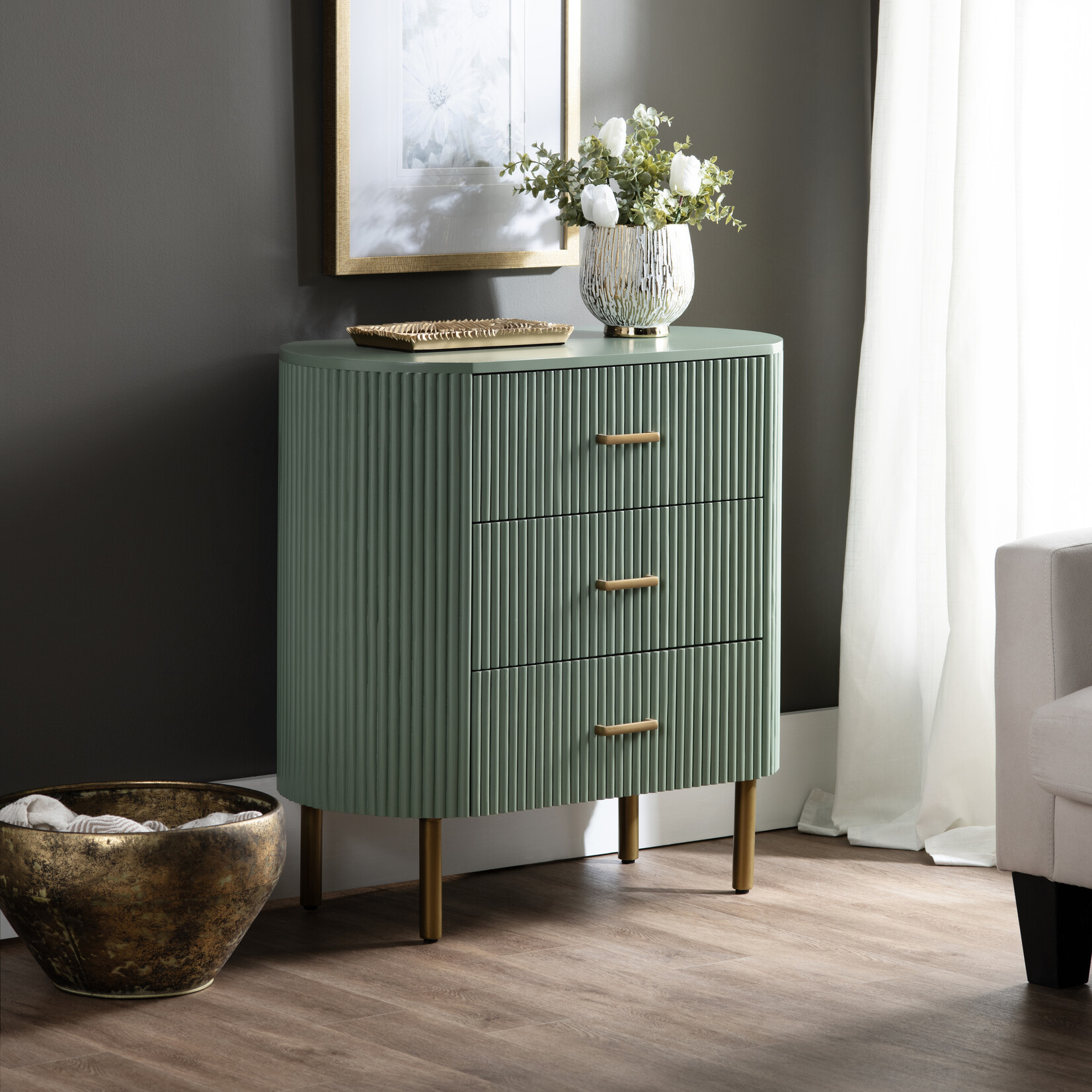 Crestview Astoria Green Accent Chest