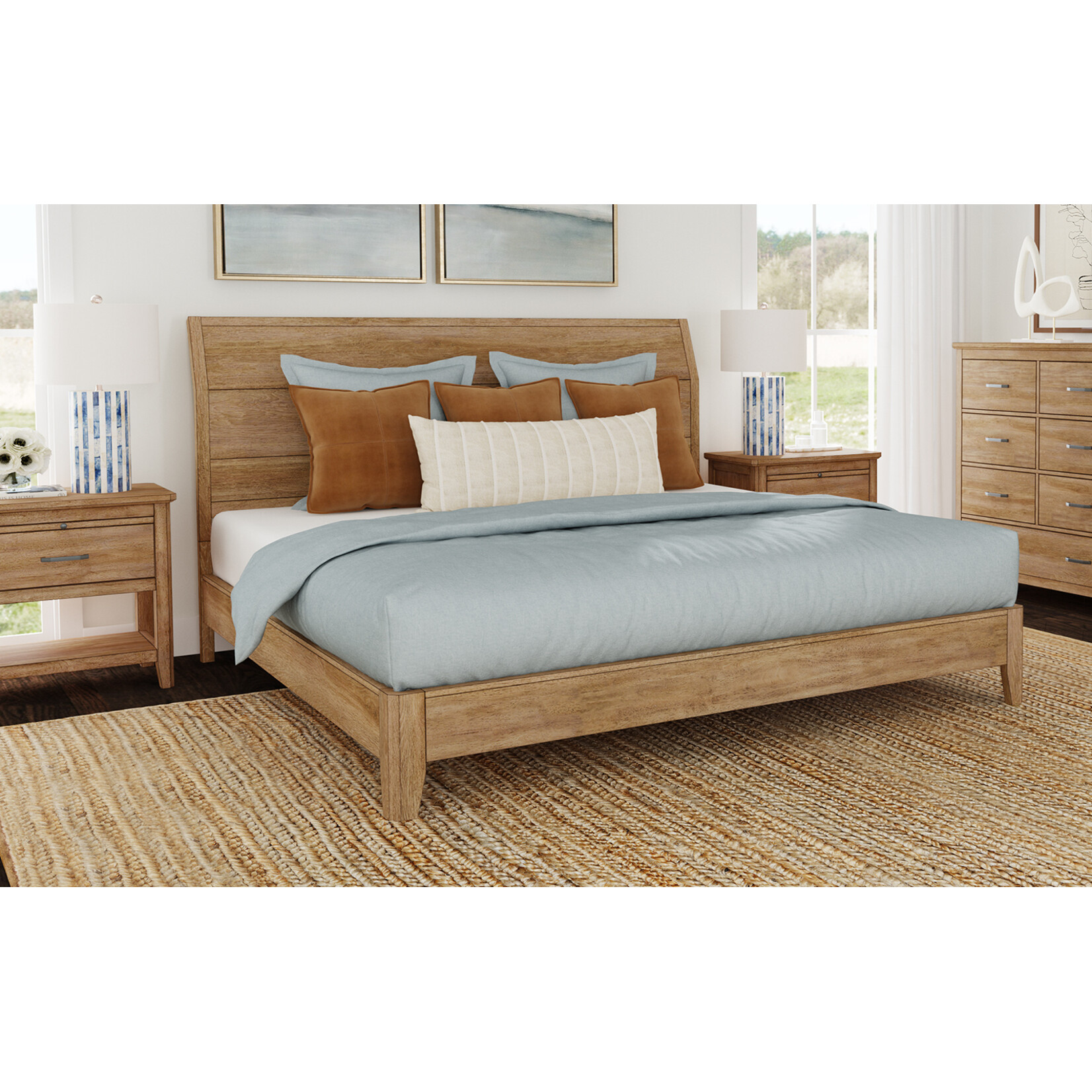 A-America Geo Heights Butterscotch Queen Panel Bed