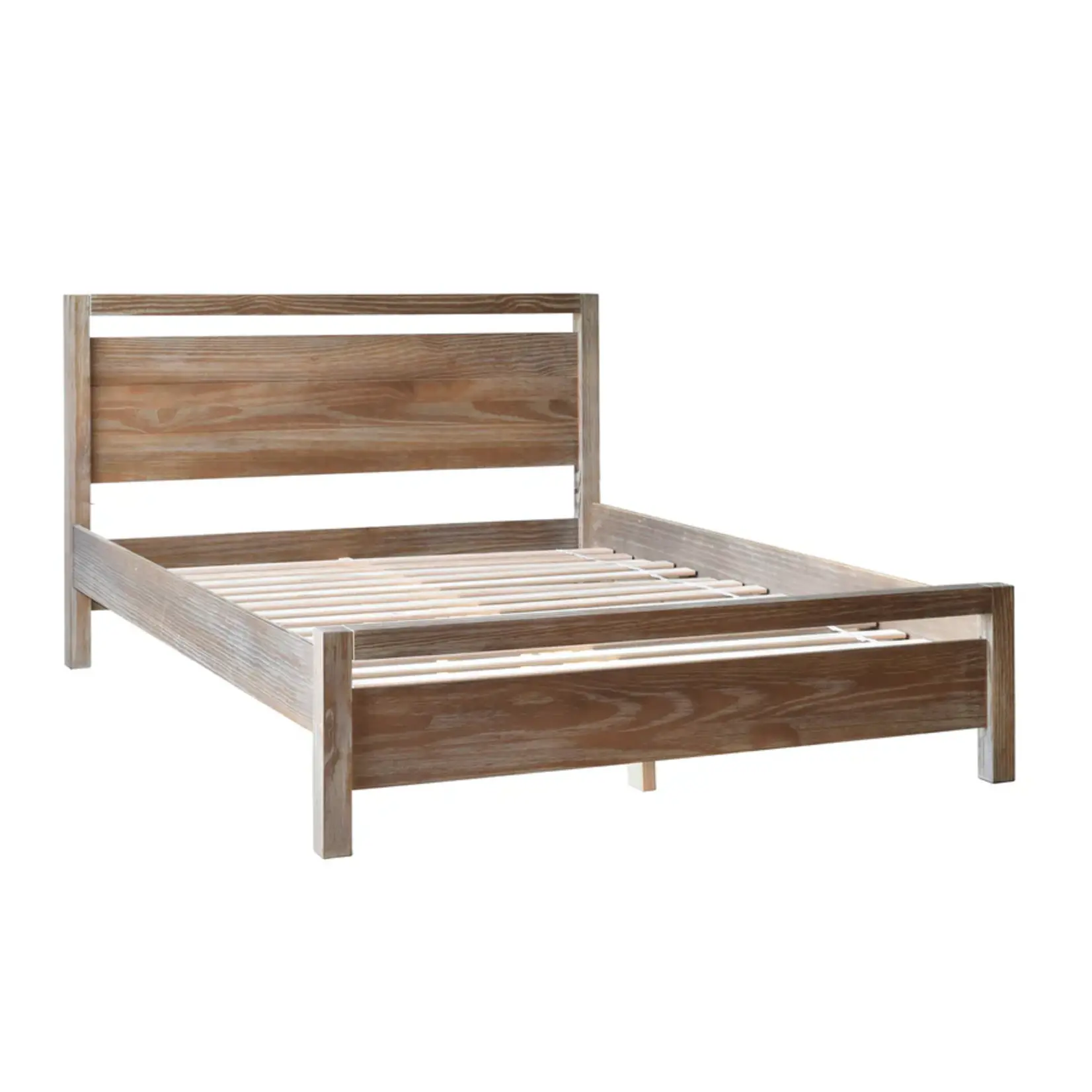 GrainWood Loft Queen Platform Bed Weathered Pine (L1H)