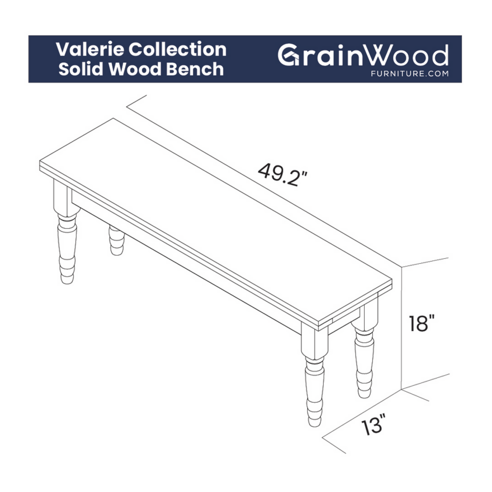 GrainWood Valerie Bench - Off White