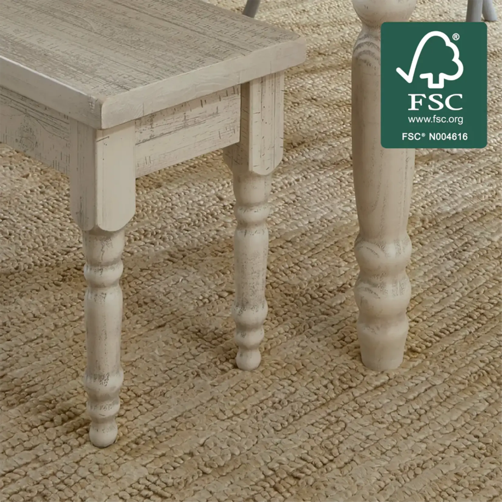 GrainWood Valerie 3pc Dining Set Off-White