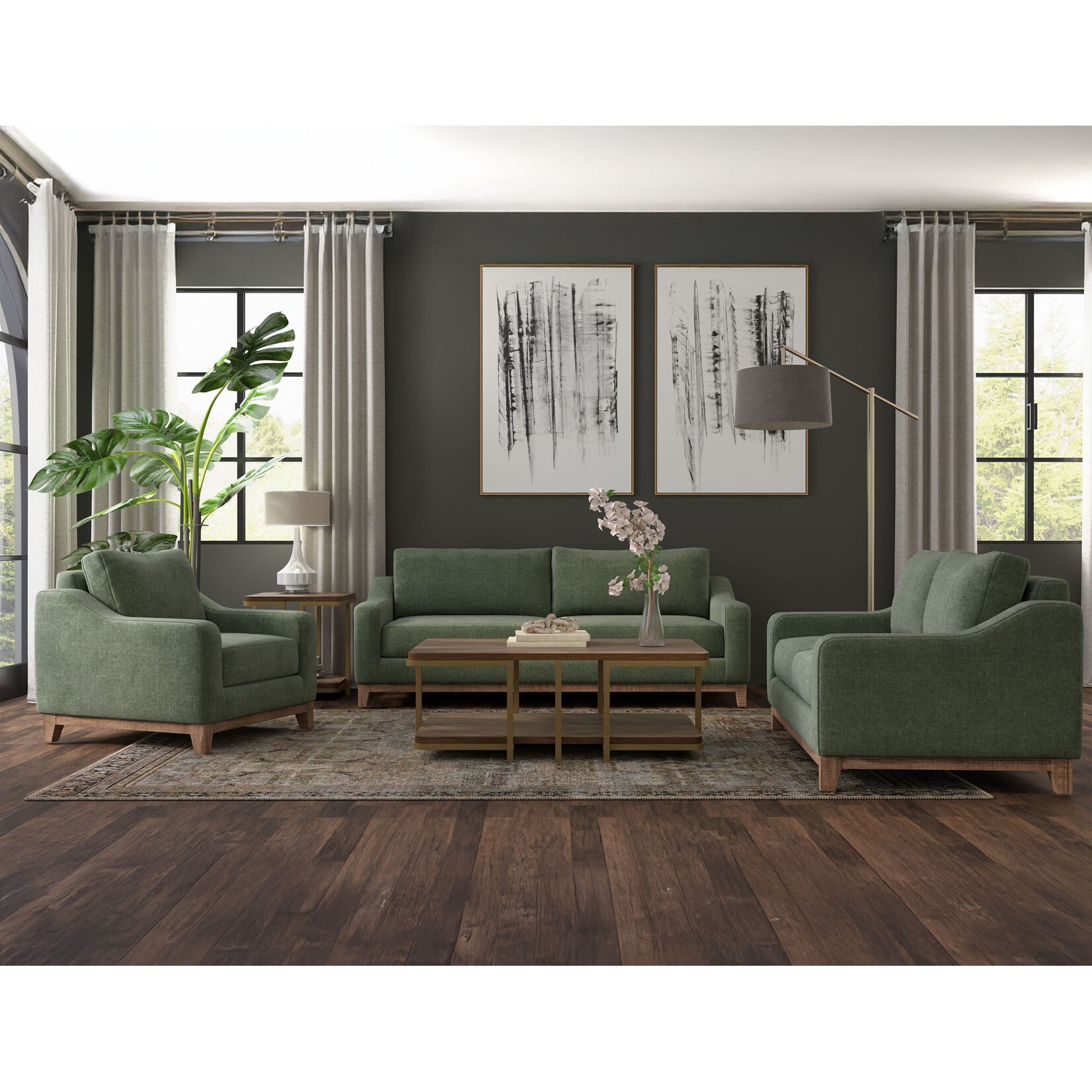 IFD Olivo Sofa and Chair 111 Green Fabric