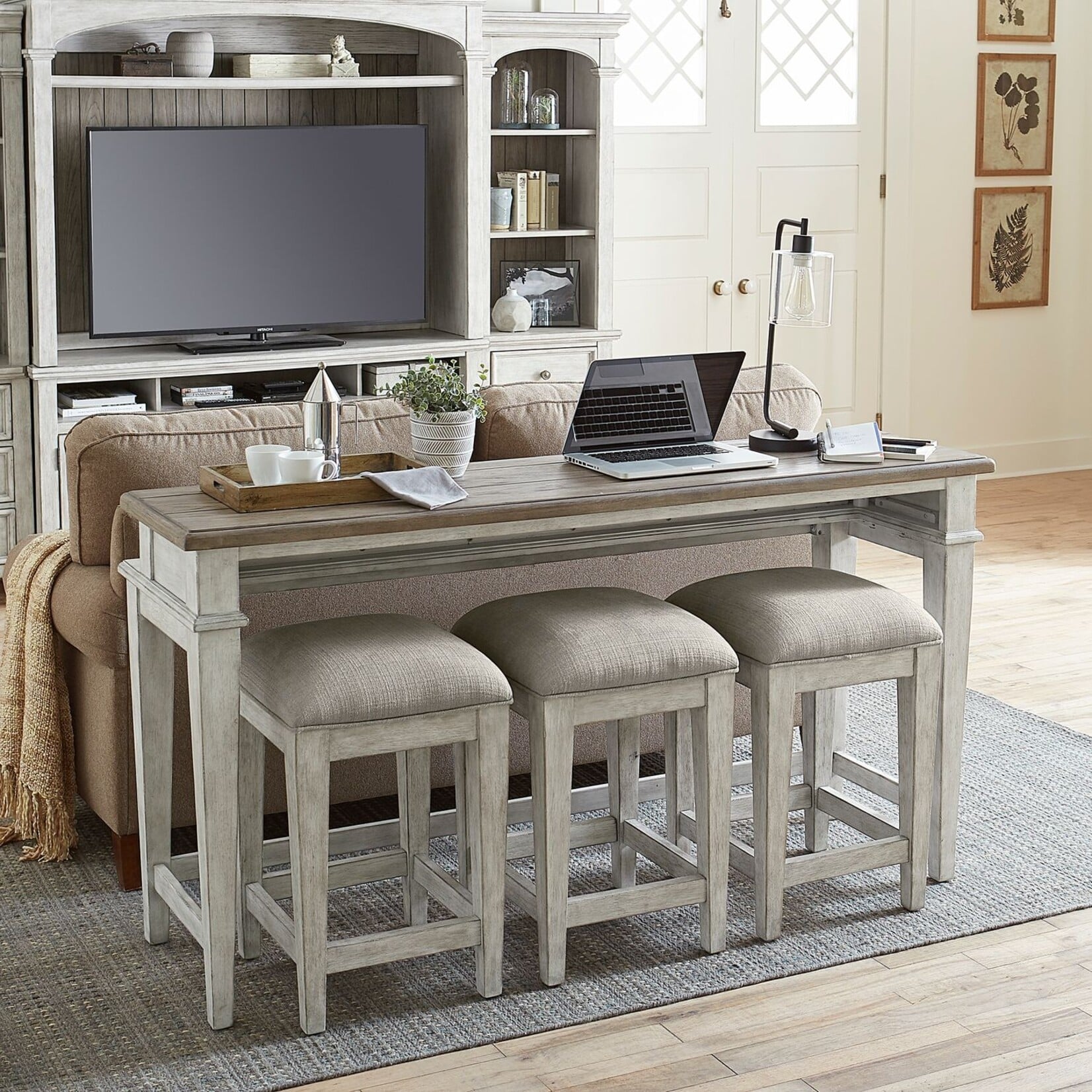 Liberty Furniture Heartland Bar Console Table w/3 Uph Stools