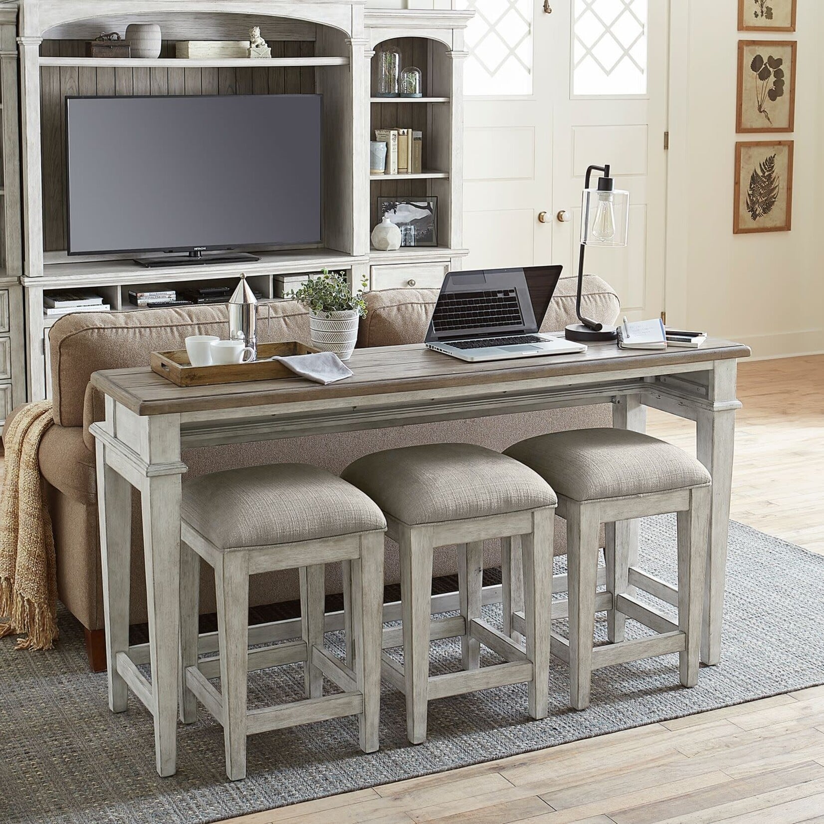 Liberty Furniture Heartland Bar Console Table w/3 Uph Stools