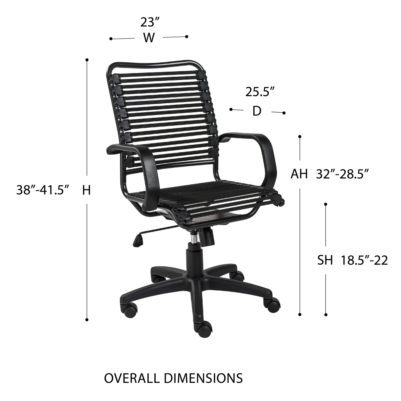 EuroStyle Allison Bungie High Back Office Chair 12542BLK