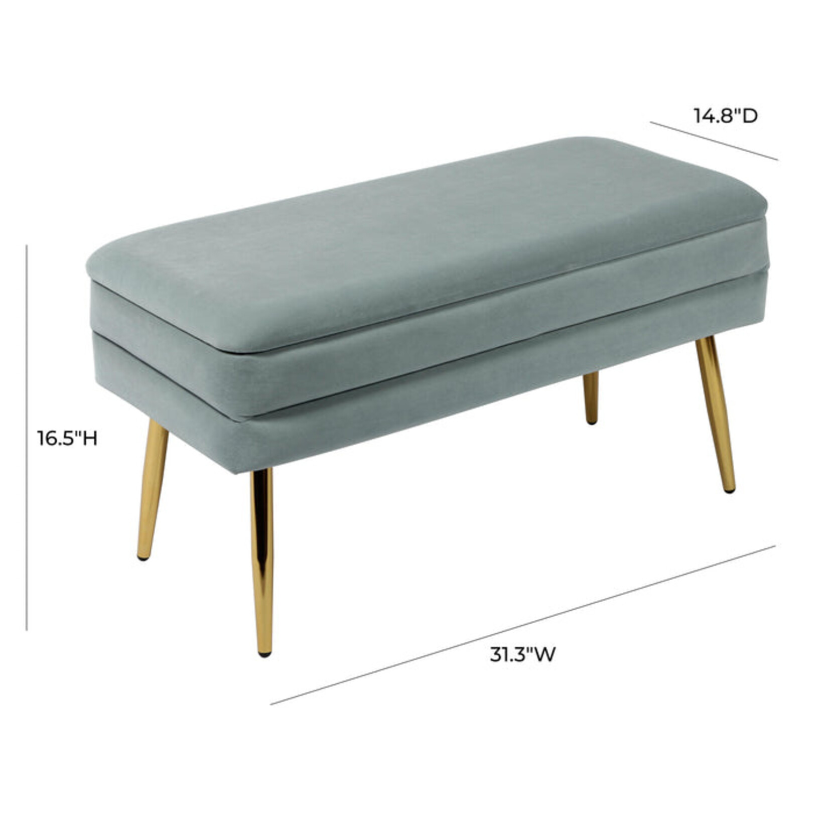 TOV Ziva Blue Velvet Storage Bench