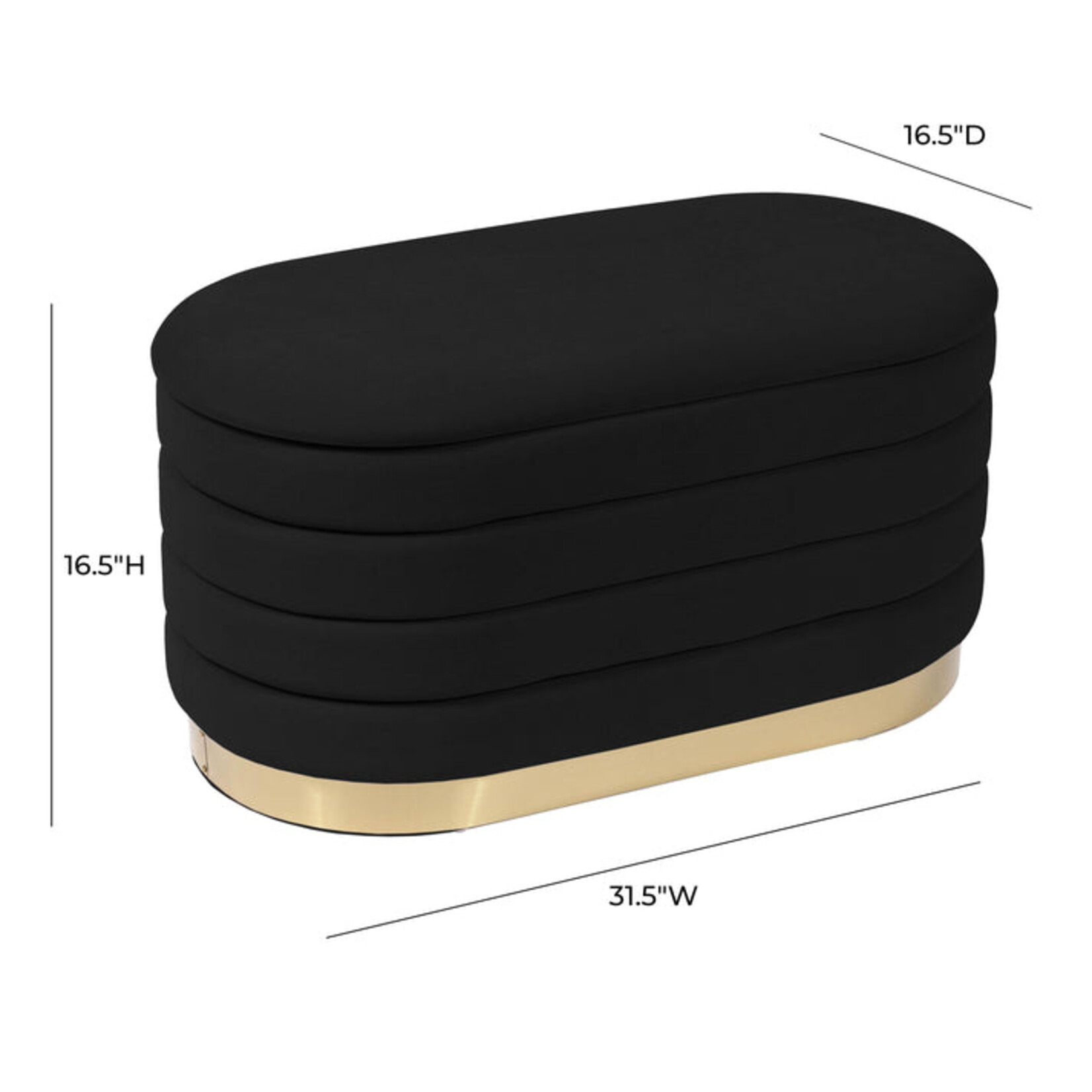 TOV Lillian Black Velvet Storage Bench