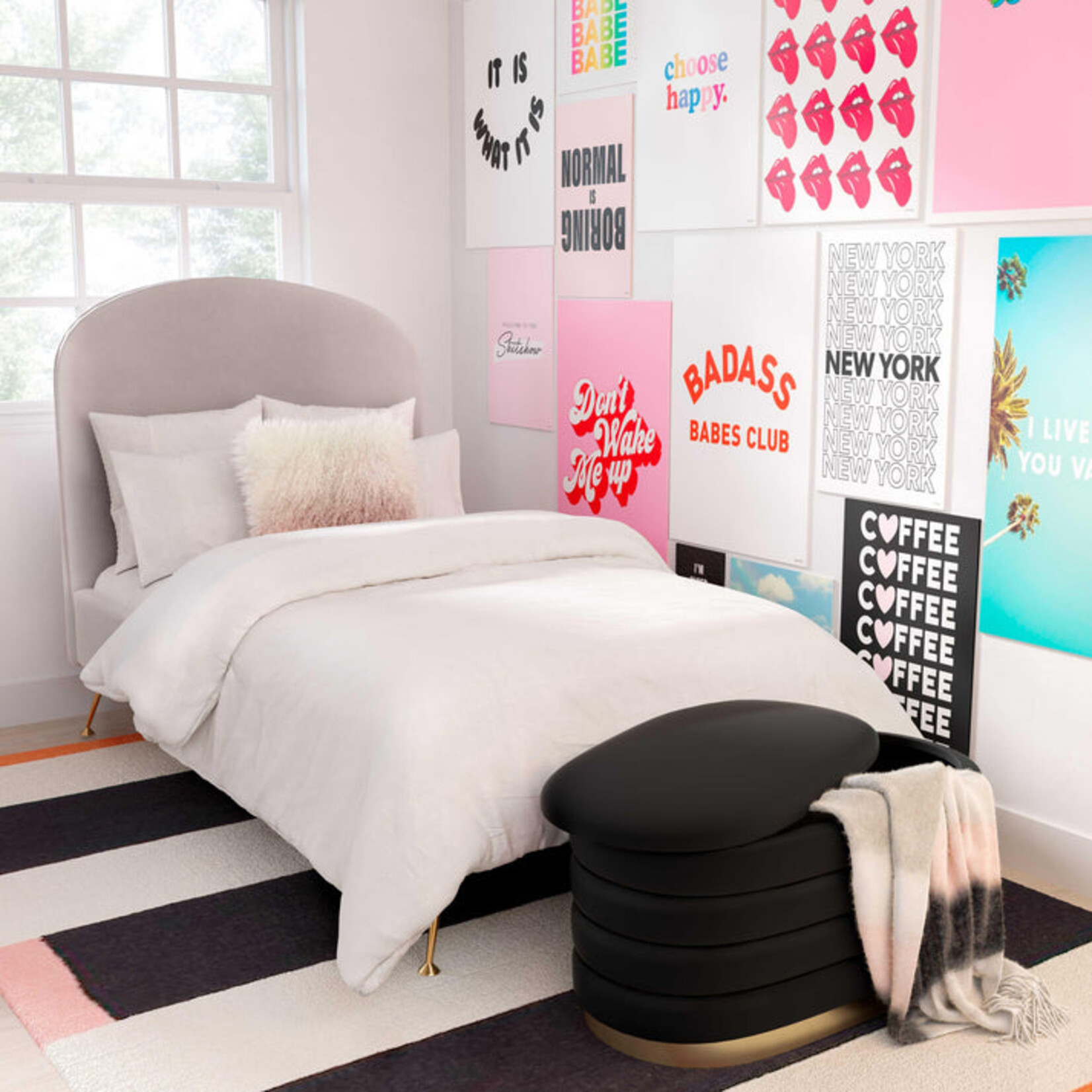 TOV Lillian Black Velvet Storage Bench
