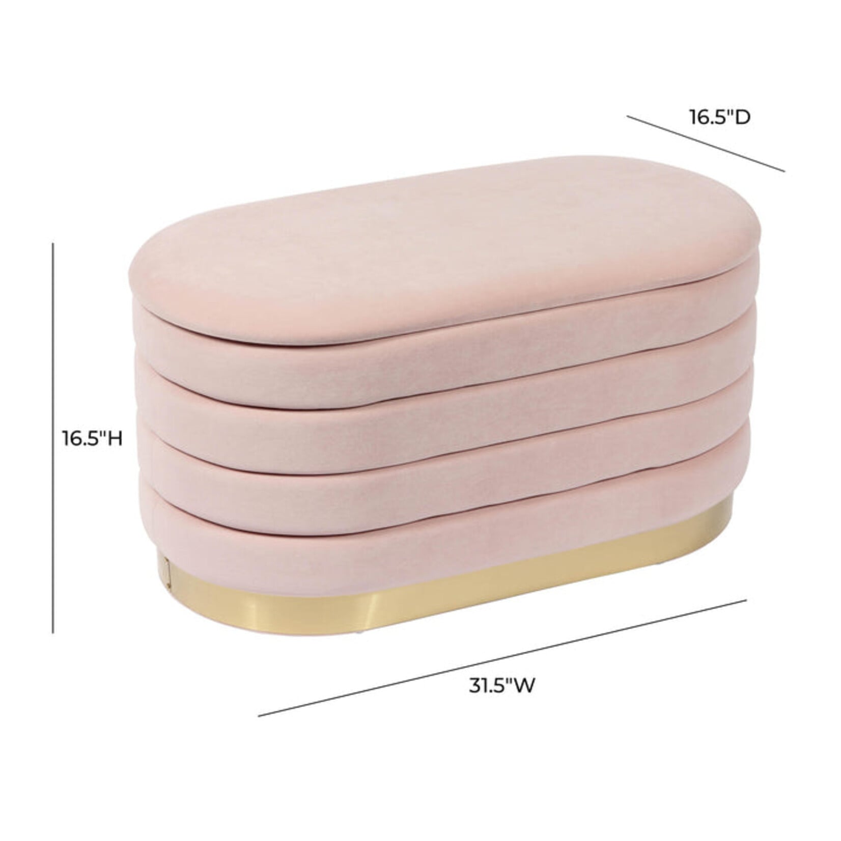 TOV Lillian Blush Velvet Storage Bench