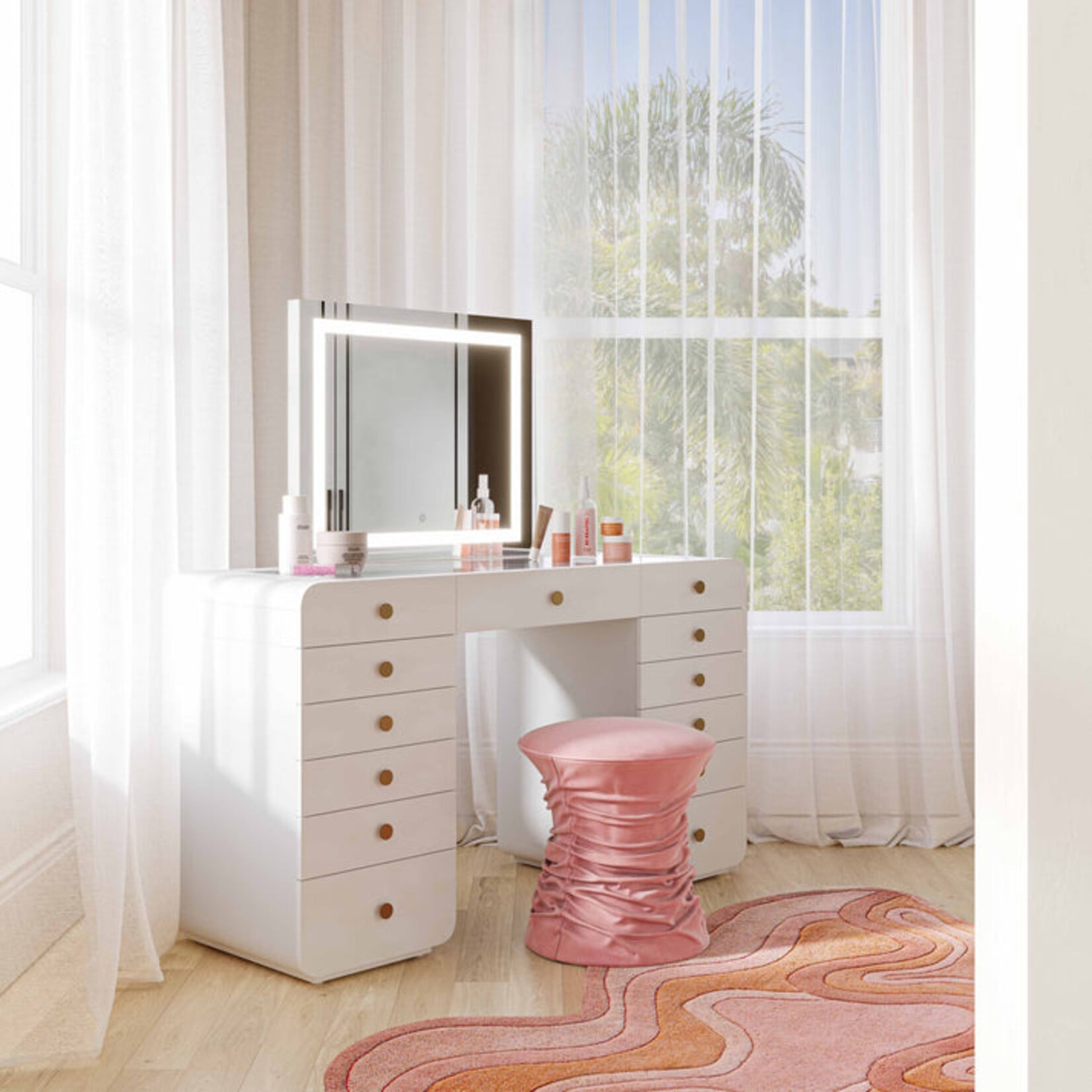 TOV Hollywood Vanity Desk w/LED panel