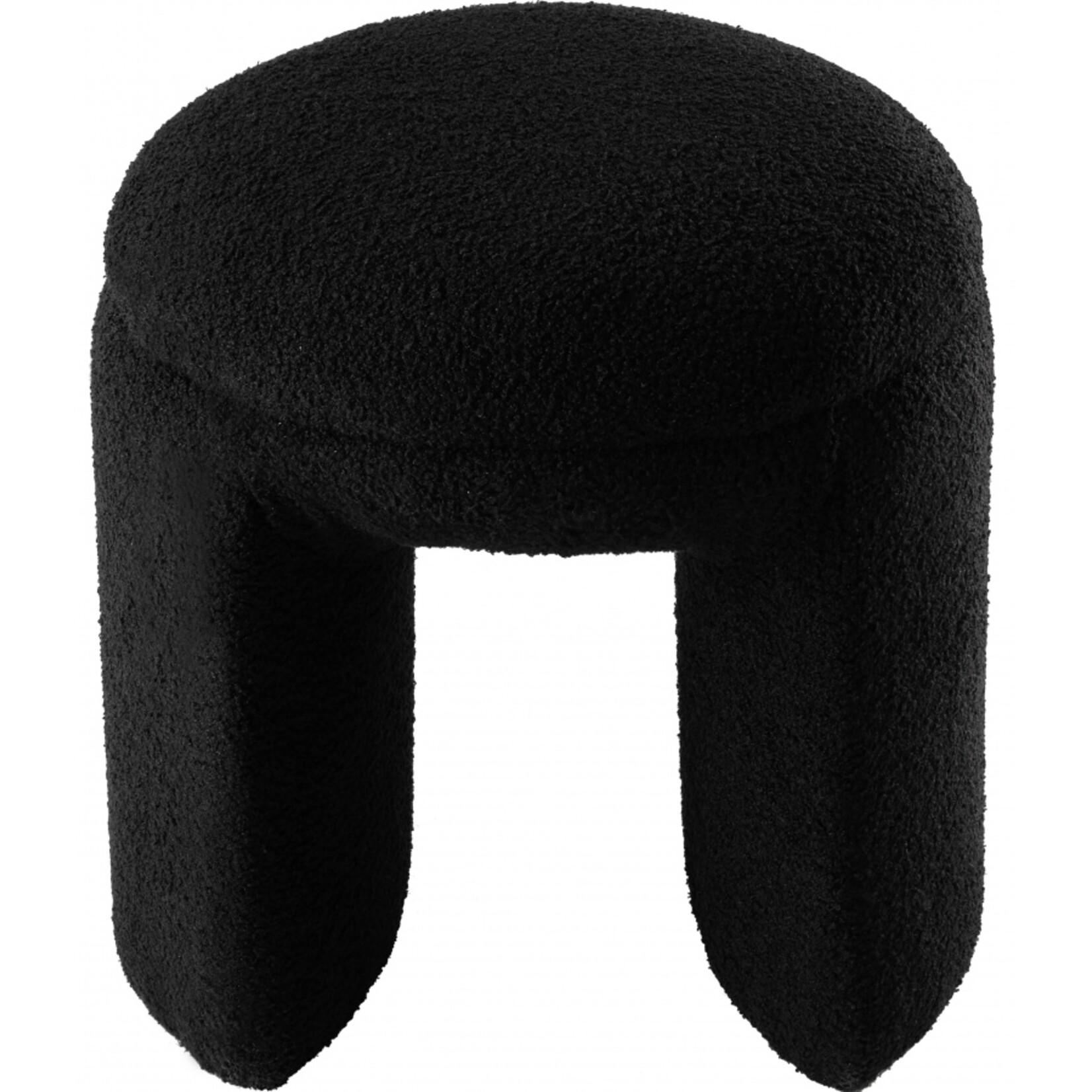 Bowen Faux Shearling Teddy Fabric Upholstered Stool Black