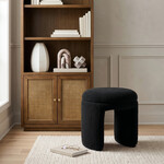 Bowen Faux Shearling Teddy Fabric Upholstered Stool Black