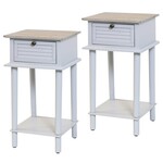 Stylecraft TWO TONE GRAY | SET OF 2 | Wood Shutter Side Tables with One Drawer