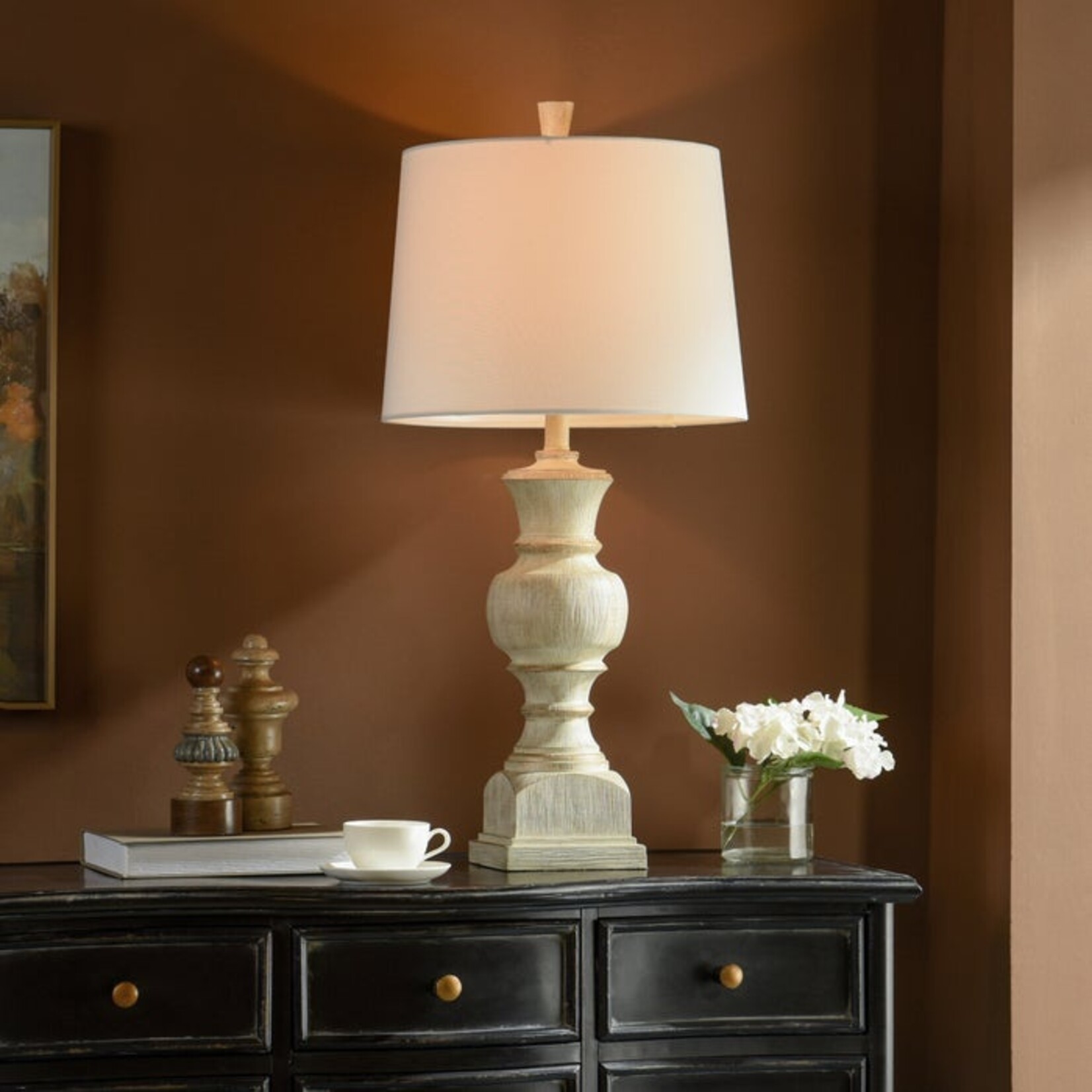 Stylecraft BULLWELL GREY | Table Lamp with Linen Hardback Shade