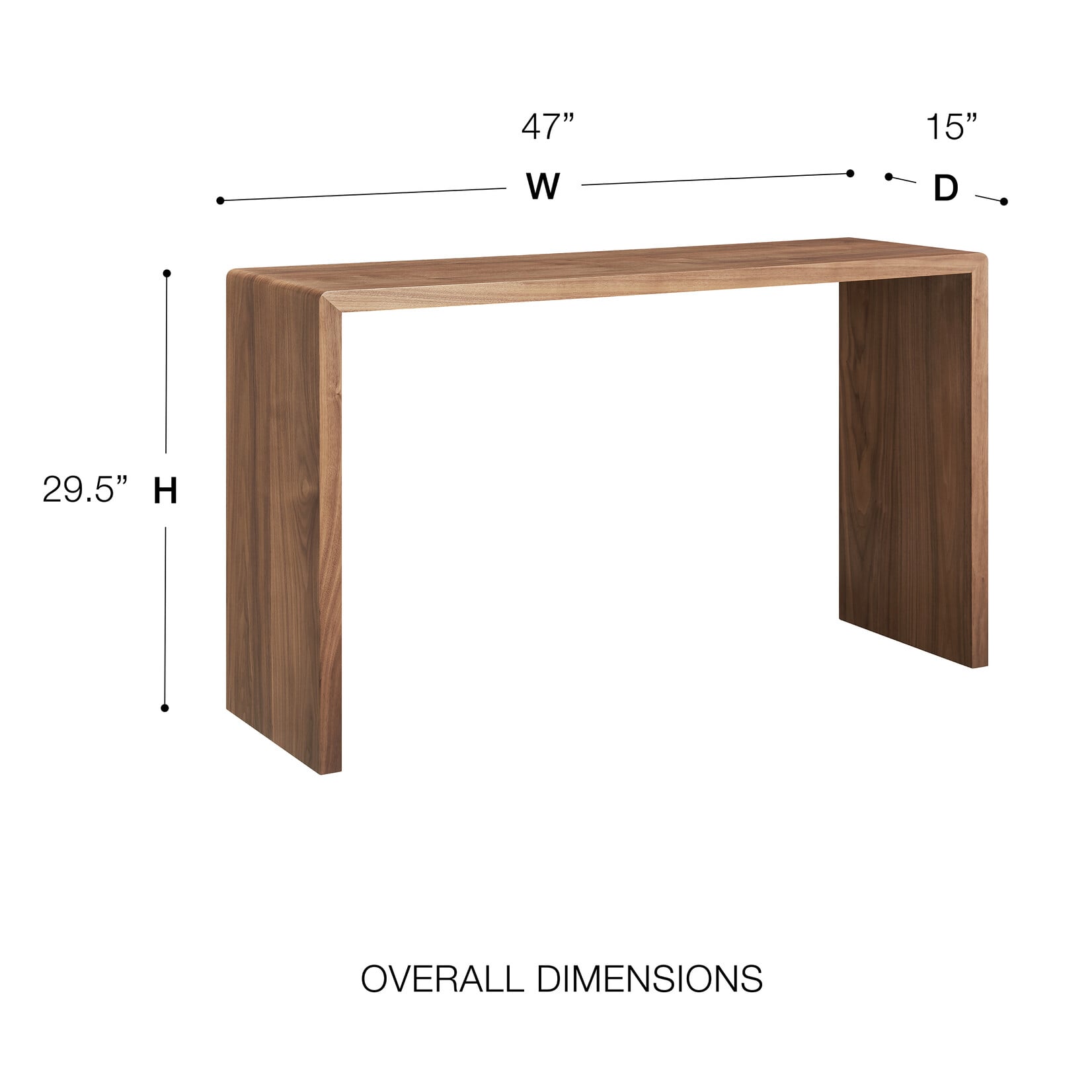 EuroStyle Nova 47" Console Table Walnut (I3UM)