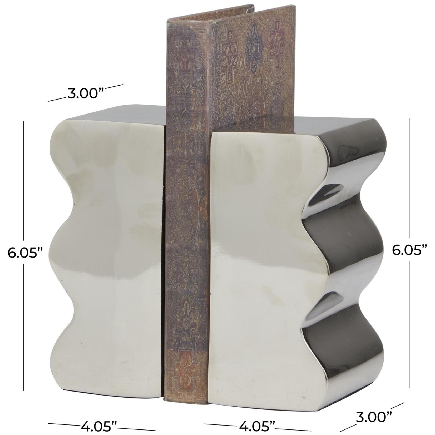 Deco Marche Silver Aluminum Bookends Set of 2