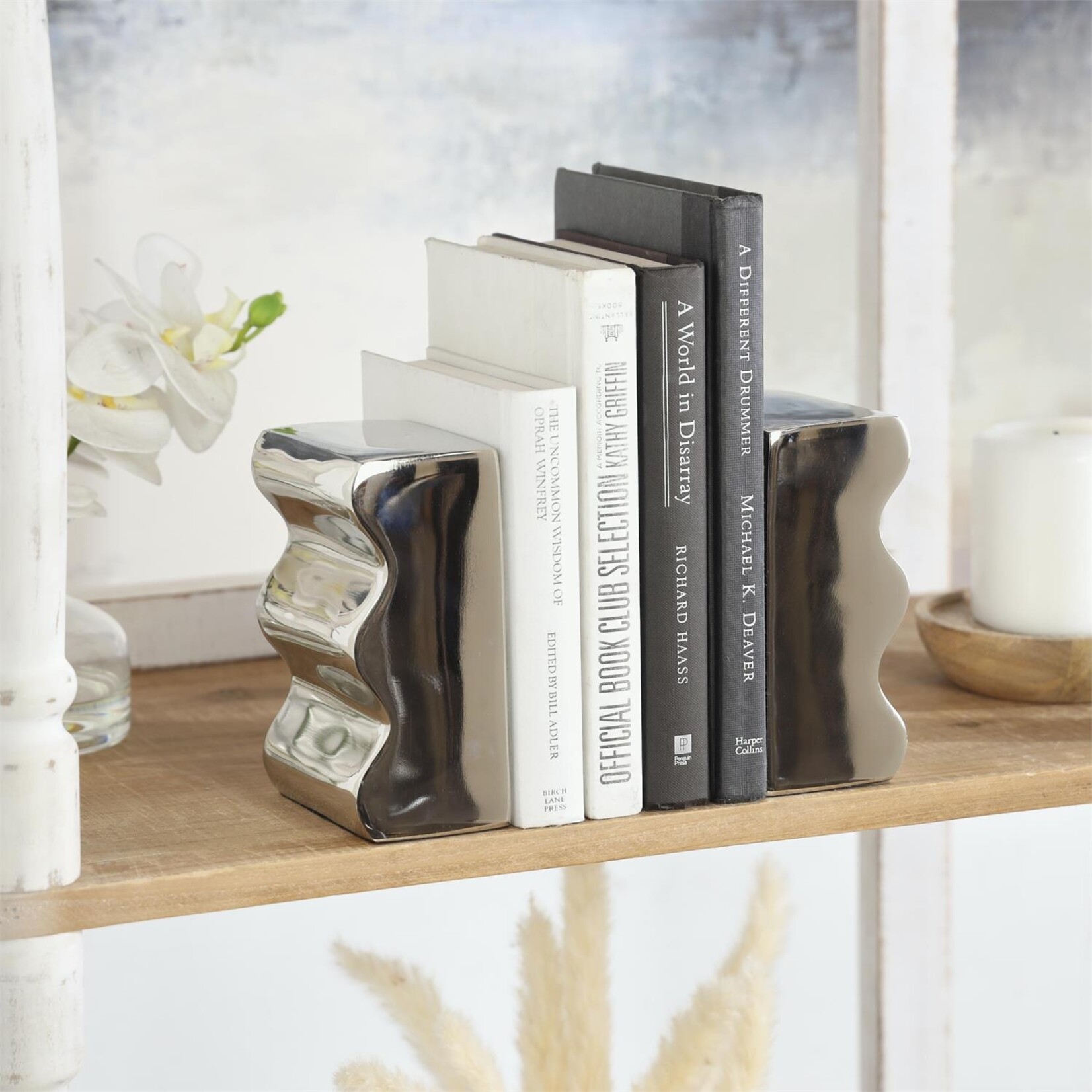 Deco Marche Silver Aluminum Bookends Set of 2