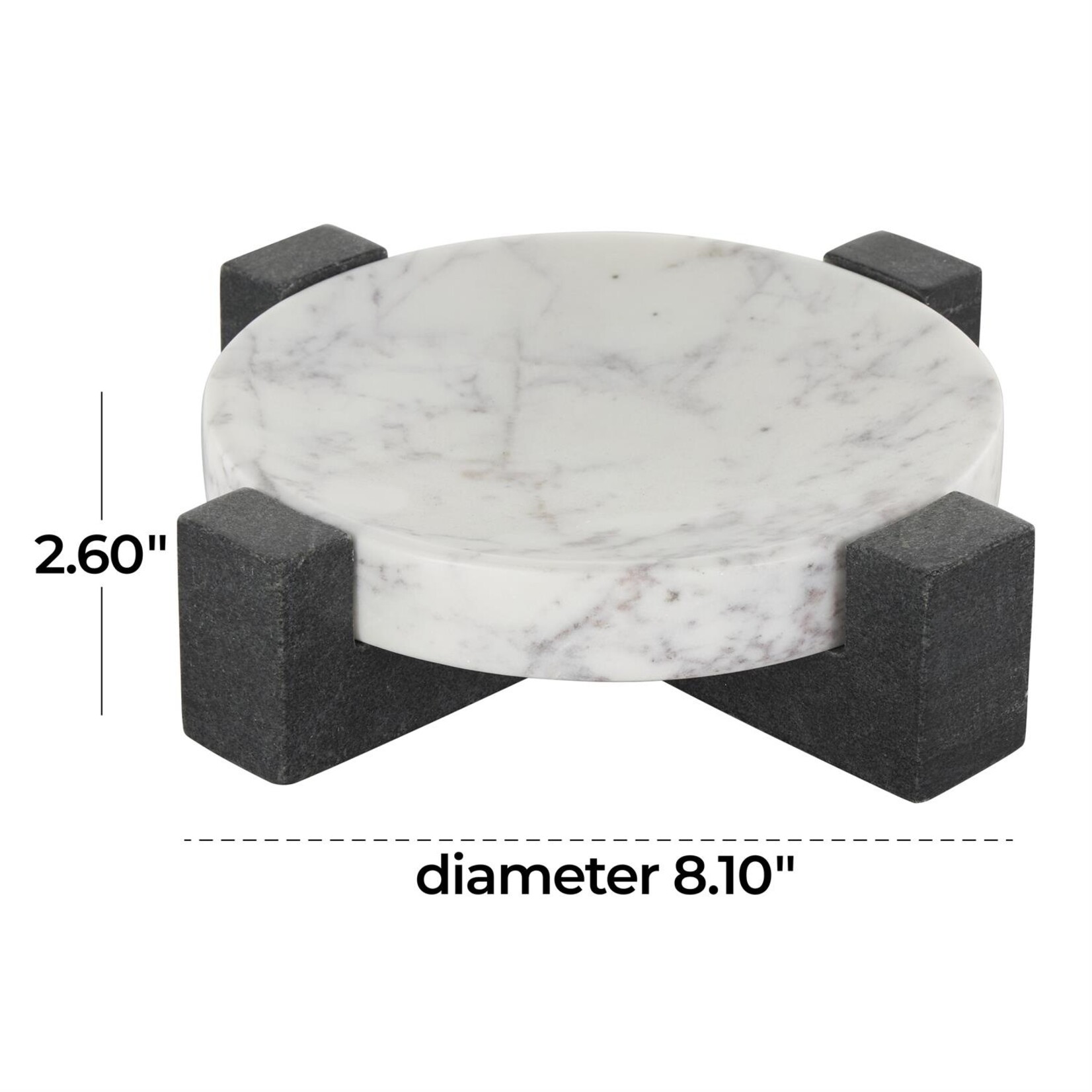 Deco Marche White Marble Geometric Decor Tray with Black X-Base