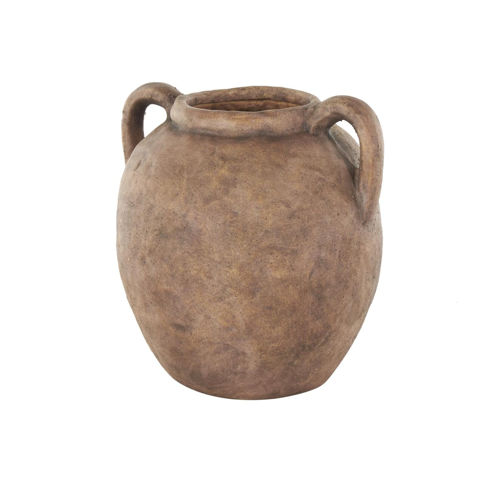 Deco Marche Brown Ceramic Antique Style Textured Vase with Handles