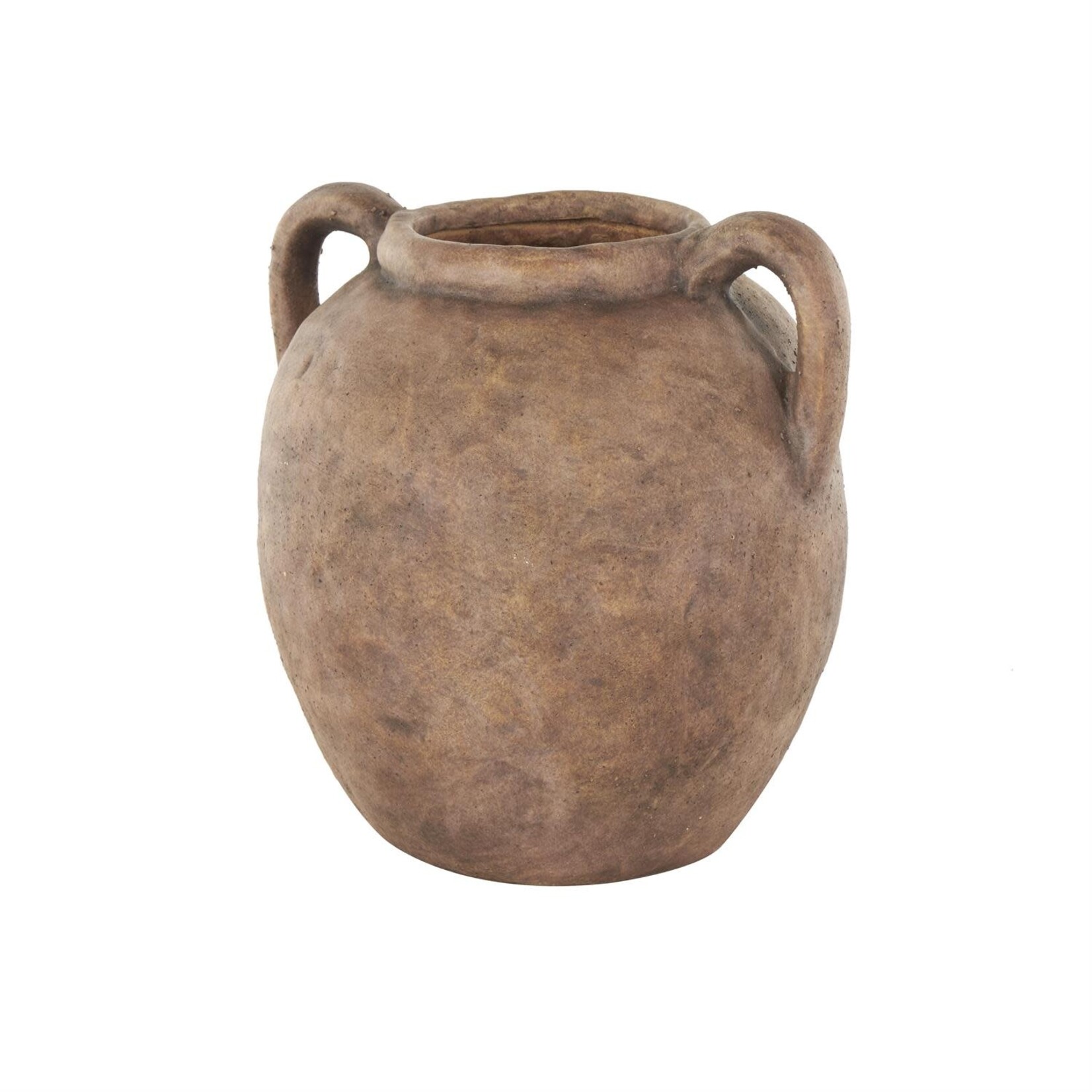 Deco Marche Brown Ceramic Antique Style Textured Vase with Handles