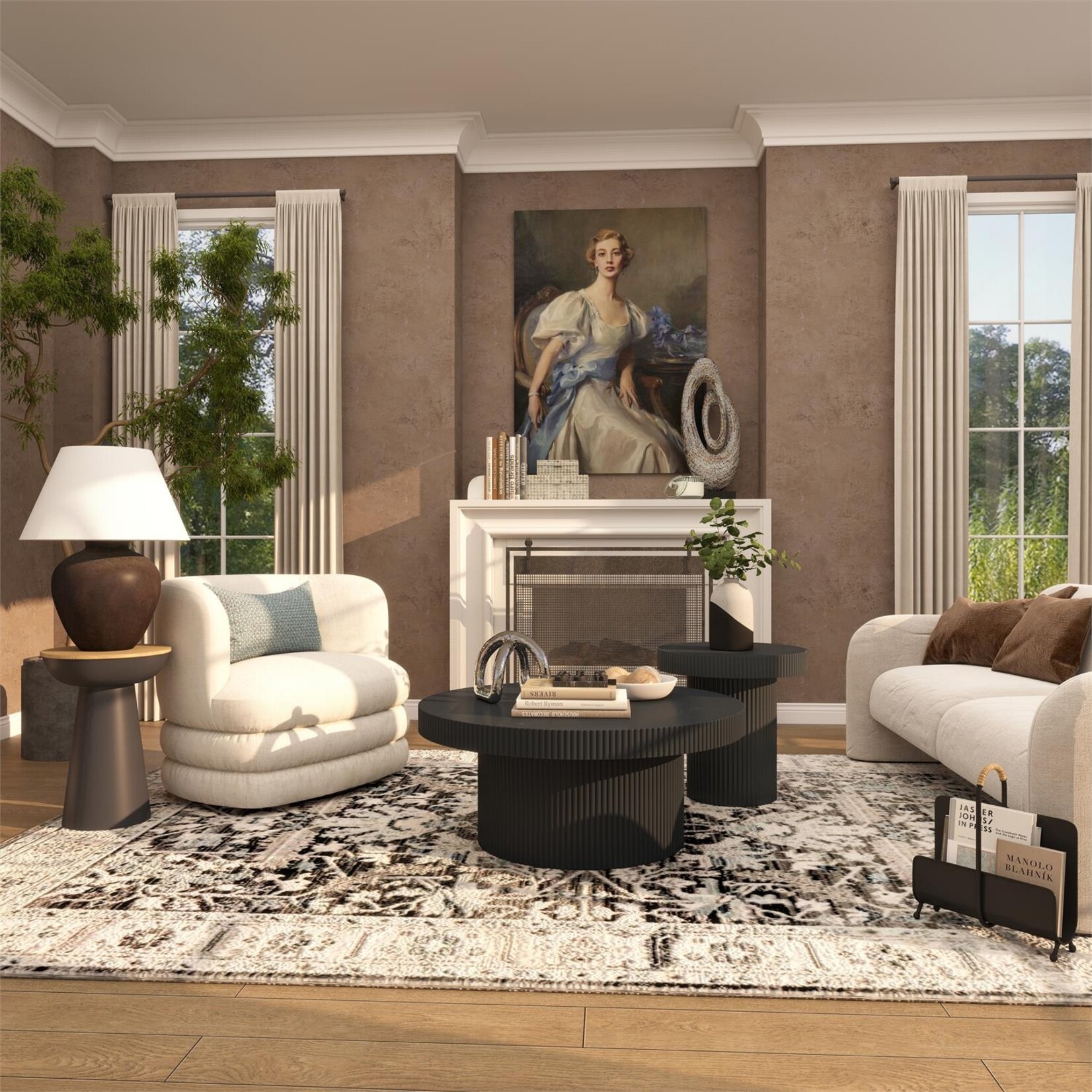 Deco Marche Beige Chenille Arched Swivel Accent Chair (L5UM)