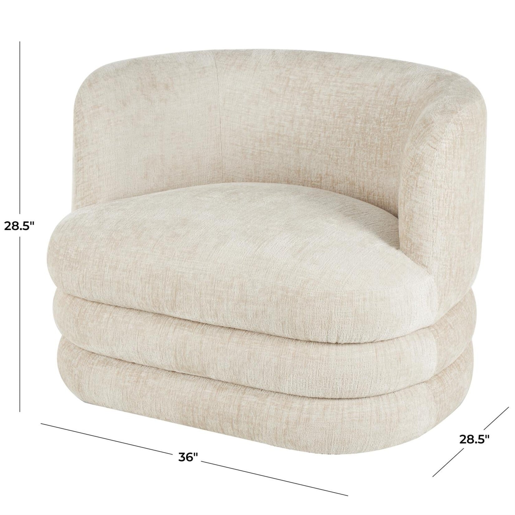Deco Marche Beige Chenille Arched Swivel Accent Chair (L5UM)