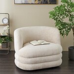 Deco Marche Beige Chenille Arched Swivel Accent Chair